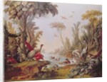 Lake with geese, storks, parrots and herons by Francois Boucher