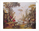 Lake with geese, storks, parrots and herons by Francois Boucher