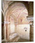 View of the Carolingian frescoes in the inner crypt, c.858 by French School