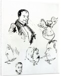 Three self portraits and profiles of Jules Champfleury and Charles Asselineau c.1857-58 by Charles Pierre Baudelaire
