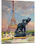 The Eiffel Tower and the Elephant by Fremiet by Jules Ernest Renoux