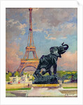 The Eiffel Tower and the Elephant by Fremiet by Jules Ernest Renoux