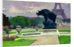 The Trocadero Gardens and the Rhinoceros by Jacquemart by Jules Ernest Renoux