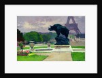 The Trocadero Gardens and the Rhinoceros by Jacquemart by Jules Ernest Renoux