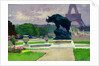 The Trocadero Gardens and the Rhinoceros by Jacquemart by Jules Ernest Renoux