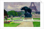The Trocadero Gardens and the Rhinoceros by Jacquemart by Jules Ernest Renoux