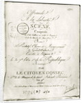 Cover for the score of 'Offrande a la Liberte' arranged by Francois Joseph Gossec and performed at the Opera 30th September An I, 1792 by French School