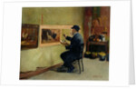 Charles Philippe Gevens, father-in-law of the artist, painting in his studio 21, avenue d'Eylau by Jules Ernest Renoux