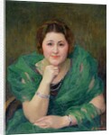 Portrait of a Russian Woman with a Green Scarf by Jules Ernest Renoux