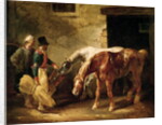 Two Post Horses at the Door of a Stable by Theodore Gericault