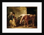 Two Post Horses at the Door of a Stable by Theodore Gericault