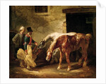 Two Post Horses at the Door of a Stable by Theodore Gericault
