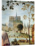 Shepherd with herd and bathers in the Seine, at the bottom the cathedrale Notre-Dame and the Ile de la Cité by French School