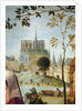 Shepherd with herd and bathers in the Seine, at the bottom the cathedrale Notre-Dame and the Ile de la Cité by French School