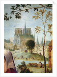 Shepherd with herd and bathers in the Seine, at the bottom the cathedrale Notre-Dame and the Ile de la Cité by French School