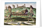 Hermaphrodites Transporting the Injured by Th. after Le Moyne J.(de Morgues) (1533-88) Bry