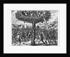 Indians in a Tree Hurling Projectiles at the Spanish by Theodor de Bry