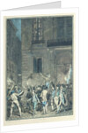 The mob roaming the streets of Paris carrying torches at night in July 1789 by Antoine Louis Francois Sergent-Marceau