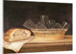 Basket of Glasses and a Meat Pie, before 1630 by Sebastian Stoskopff