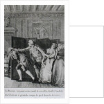 Illustration from chapter 1 of 'Candide' by Francois Voltaire engraved by Jean Dambrun 1787 by Jean Michel the Younger Moreau