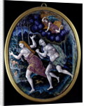 Oval plaque depicting Adam and Eve Expelled from Paradise, Limousin by French School