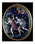 Oval plaque depicting Adam and Eve Expelled from Paradise, Limousin by French School