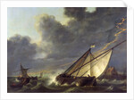 Boats in the Estuary of Holland Diep in a Storm by Aelbert Cuyp