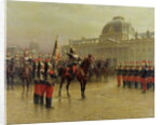 Colonel de La Rochetulon Presenting to the Recruits of the 6th Cavalry the Standard of the Regiment in January 1887, c.1887 by Louis Auguste Georges Loustaunau