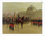 Colonel de La Rochetulon Presenting to the Recruits of the 6th Cavalry the Standard of the Regiment in January 1887, c.1887 by Louis Auguste Georges Loustaunau