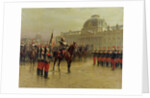 Colonel de La Rochetulon Presenting to the Recruits of the 6th Cavalry the Standard of the Regiment in January 1887, c.1887 by Louis Auguste Georges Loustaunau