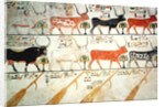 The seven celestial cows and the sacred bull and the four rudders of heaven by Egyptian 19th Dynasty