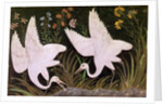 Two Cranes on the Edge of a Pond by Indian School