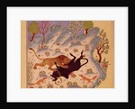 A Lion Attacking and Killing a Bull by Persian School