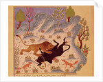A Lion Attacking and Killing a Bull by Persian School
