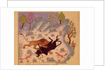 A Lion Attacking and Killing a Bull by Persian School