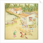 Chinese Peasants Sifting Rice by School Chinese