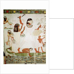 Fishing and fowling in the marshes by Egyptian 18th Dynasty