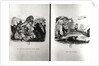 Animals with the Plague and The Two Pigeons, illustrations from the Fables of La Fontaine by Grandville (1803-47)