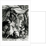 Allegorical portrait of Jean de La Fontaine surrounded by animals from his fables by Jean-Baptiste Oudry