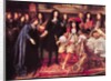 Jean-Baptiste Colbert Presenting the Members of the Royal Academy of Science to Louis XIV detail of the central part, c.1667 by Henri Testelin