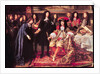 Jean-Baptiste Colbert Presenting the Members of the Royal Academy of Science to Louis XIV detail of the central part, c.1667 by Henri Testelin
