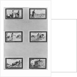 Six vignettes depicting the cultivation of cereals by French School