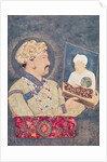 Emperor Jahangir holding a portrait of Emperor Akbar by Indian School