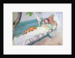 Woman Lying on a Bench, 1913 by Carl Larsson