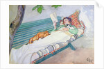 Woman Lying on a Bench, 1913 by Carl Larsson