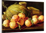 Still Life of Oranges, Melons and Boxes of Sweets by Luis Egidio Menendez or Melendez