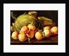 Still Life of Oranges, Melons and Boxes of Sweets by Luis Egidio Menendez or Melendez