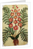 Fern with red and yellow flowers by French School