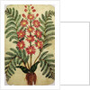 Fern with red and yellow flowers by French School
