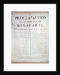 Proclamation of Napoleon I 19 Brumaire An 8 by French School